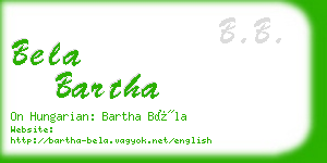 bela bartha business card